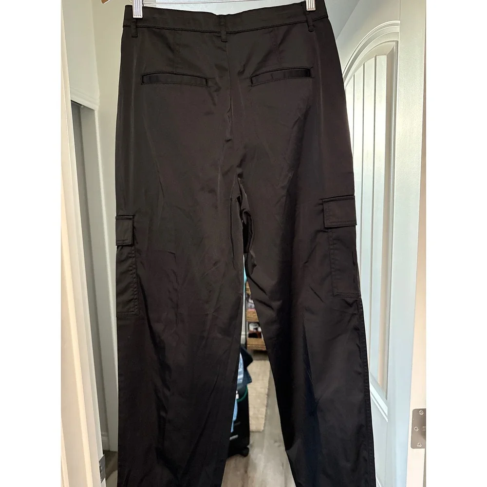 DKNY Womens Black Cargo Pants Zipper Ankle Luxury Straight Leg Sz6 NEW‎ Capsule